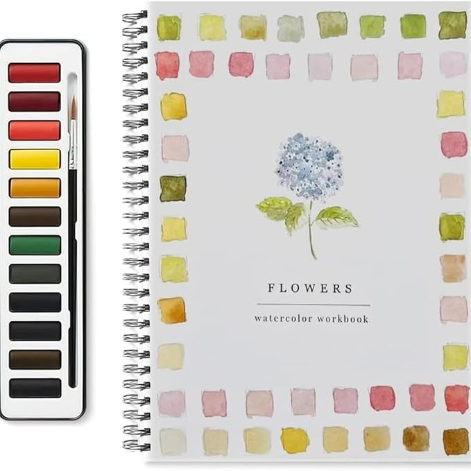 Watercolor Workbooks, Watercolor Paper, Beginner-Friendly Flowers Watercolor Workbooks, 12 Colors... | Amazon (US)