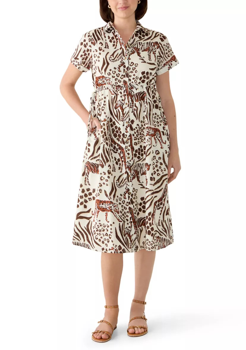 Women's Short Sleeve Drawstring Shirtdress | Belk