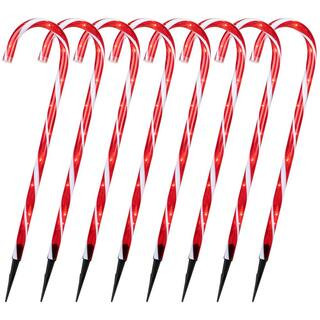Candy Cane 8 Function Outdoor Christmas Pathway Lights-(Set of 8) | The Home Depot