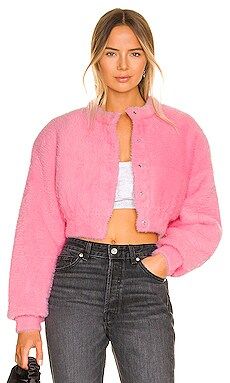 T by Alexander Wang Crewneck Cardigan in Prism Pink from Revolve.com | Revolve Clothing (Global)