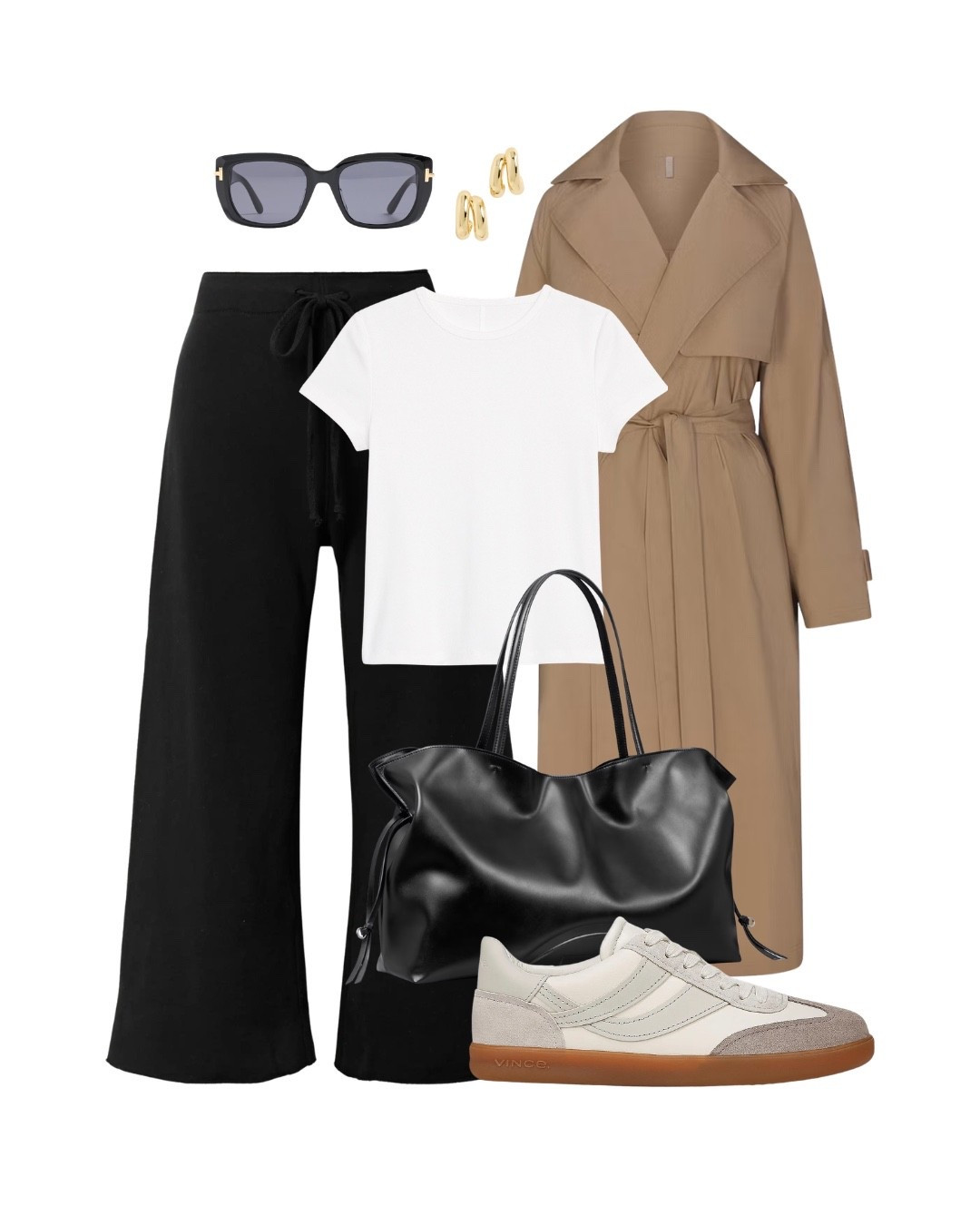 The perfect pre-fall travel look 🤎 Comfortable, polished, and easy to layer.

pre fall outfit, travel outfit, airport outfit, trench coat, black wide leg pants, white tee, sneakers, neutral outfit, casual chic, elevated basics, transitional style, minimalist fashion, fall outfit, LTK finds

#LTKootd #LTKOver40 #LTKTravel