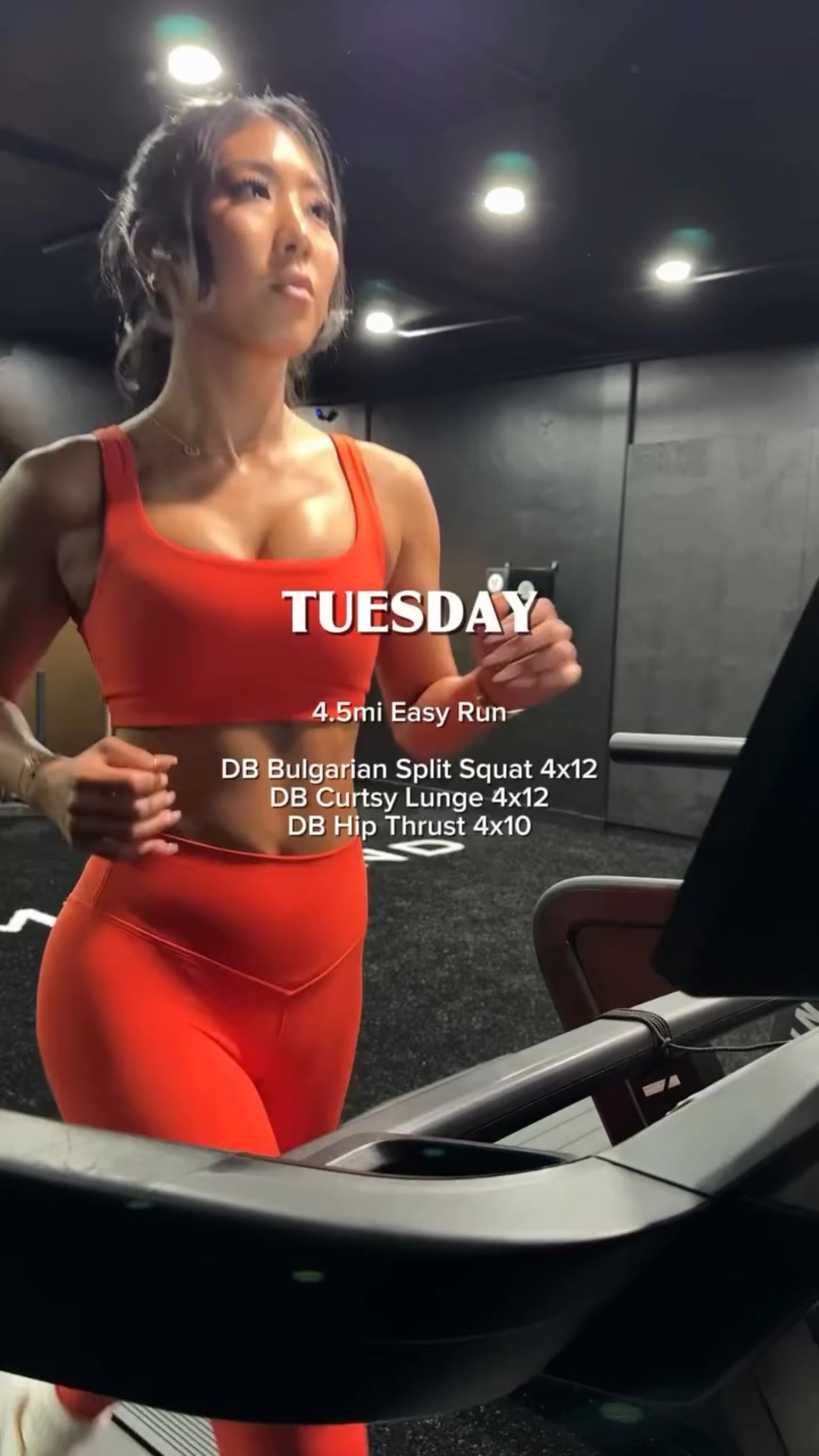 TUESDAY WORKOUT SPLIT

- 4.5mi Easy Run
- DB Bulgarian Split Squat 4x12
- DB Curtsy Lunge 4x12
- DB Sumo 4x10

Set: @vuoriclothing