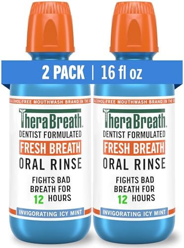 TheraBreath Fresh Breath Mouthwash, Icy Mint Flavor, Alcohol-Free, 16 Fl Oz (Pack of 2) | Amazon (US)