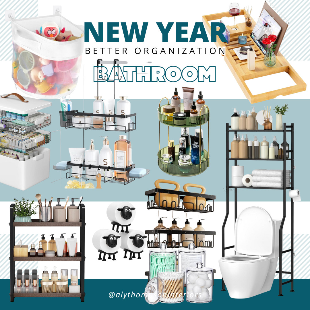 New Year Better Organization | New Year's Resolution | Organization | Clear Storage | Storage | Bathroom Storage | Bathroom Caddy | Over The Toilet Shelves | Toilet Paper Holder | Bathroom | Guest Bathroom | Primary Bath | Half Bath | Powder Room 

 #LTKvlog #LTKHome #LTKFindsUnder100