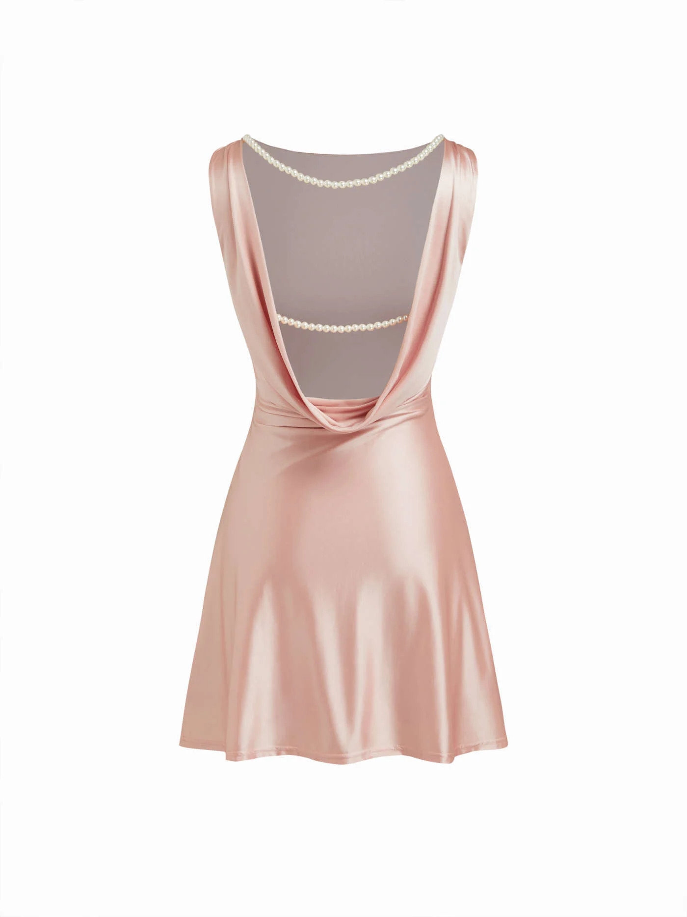 Satin Boat Neck Beaded Ruched Backless Mini Dress | Cider
