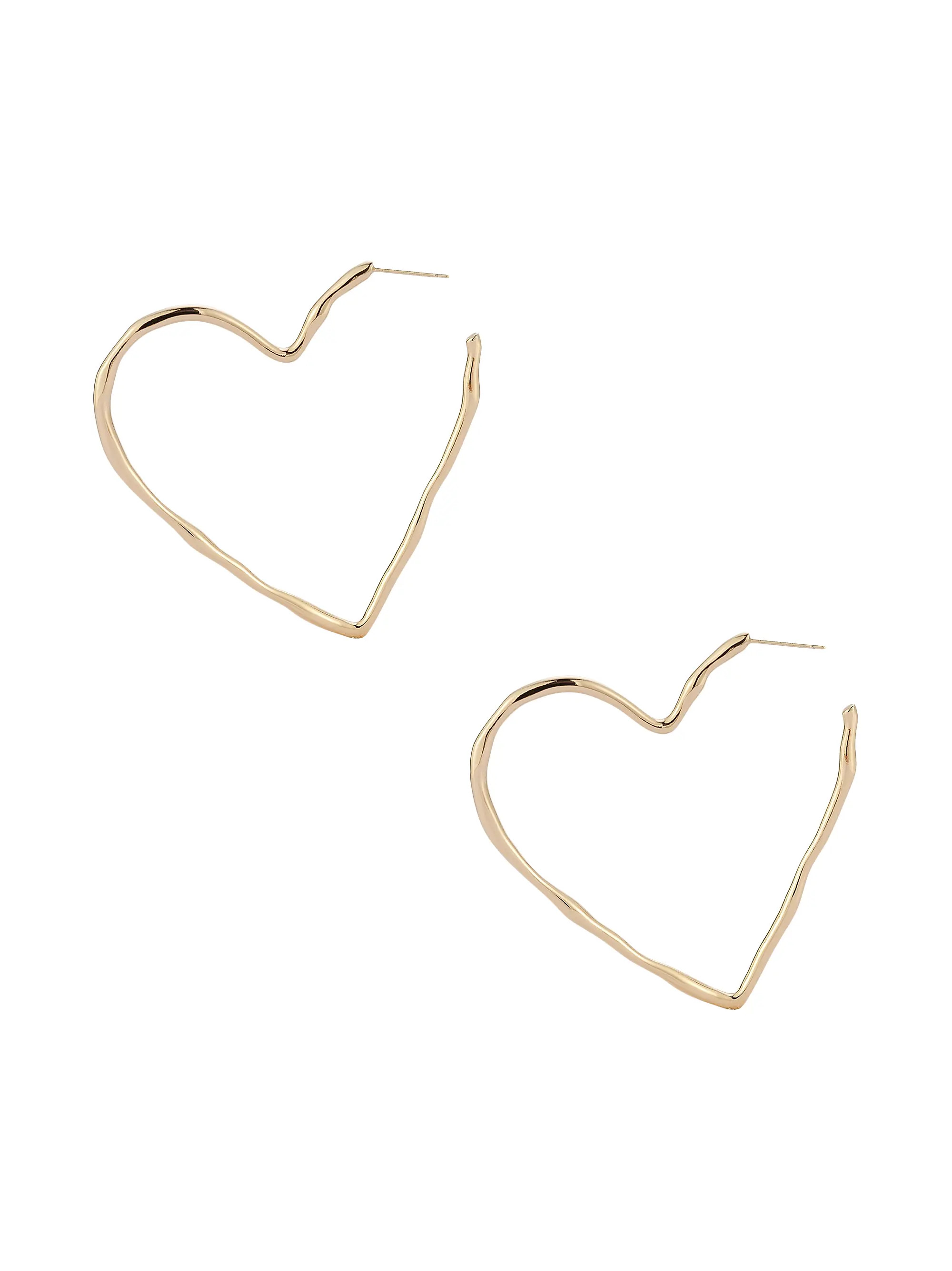 Emilie 14K-Gold-Plated Heart Hoop Earrings | Saks Fifth Avenue