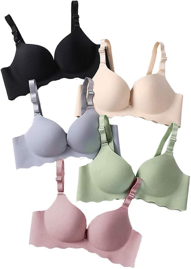 Pack of 5,Women Comfort No Wire Bras Seamless No Show Bra Pack       Send to Logie | Amazon (US)