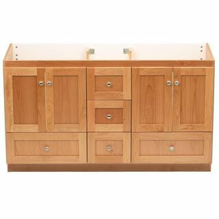 Simplicity by Strasser Shaker 60 in. W x 21 in. D x 34.5 in. H Bath Vanity Cabinet without Top in... | The Home Depot