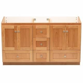 Simplicity by Strasser Shaker 60 in. W x 21 in. D x 34.5 in. H Bath Vanity Cabinet without Top in... | The Home Depot