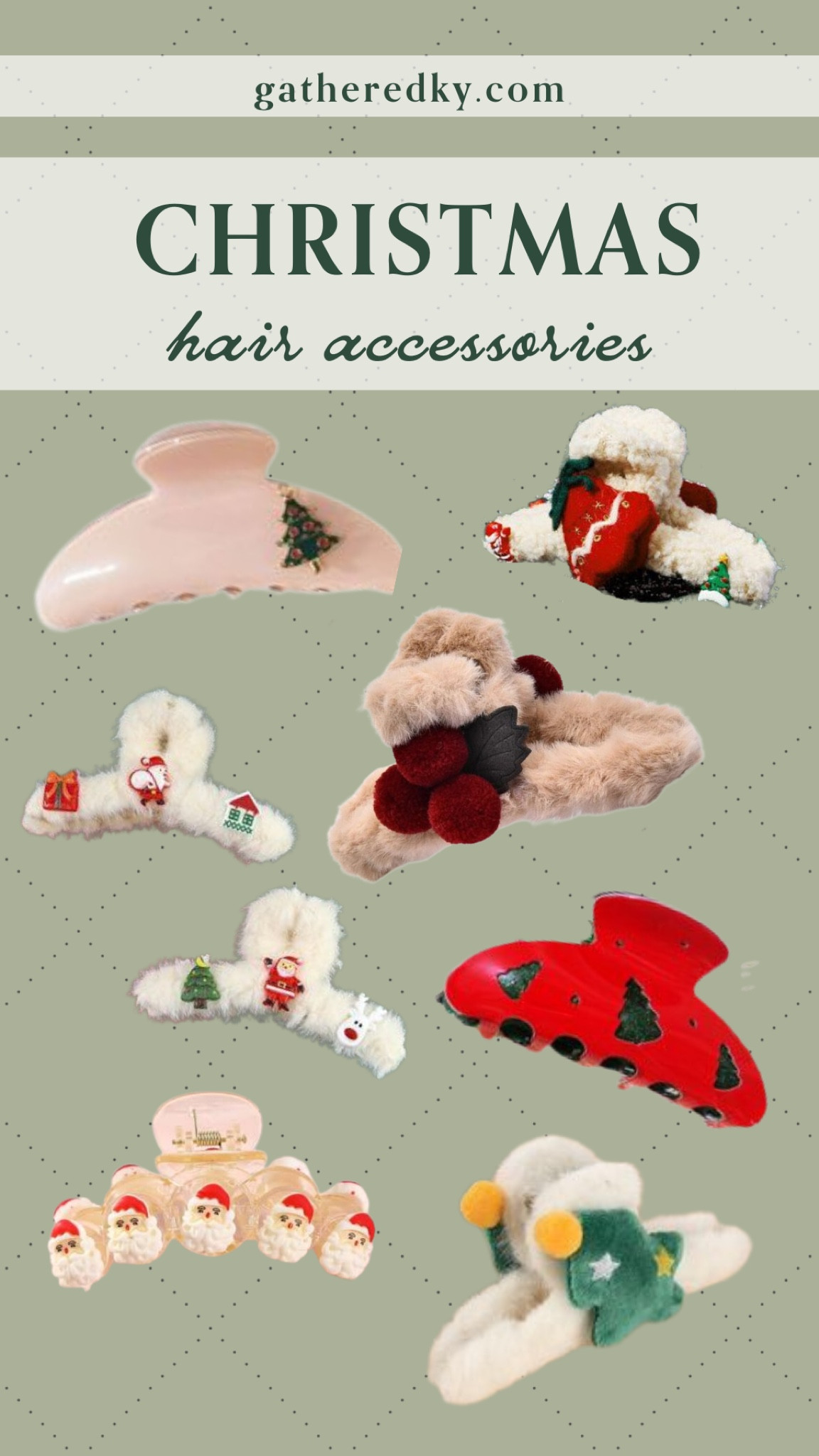 Christmas Hair Accessories 🎄

Christmas Hair, Christmas Hair Clip, Holiday Hair Accessory  

#LTKSeasonal #LTKstyletip #LTKHoliday