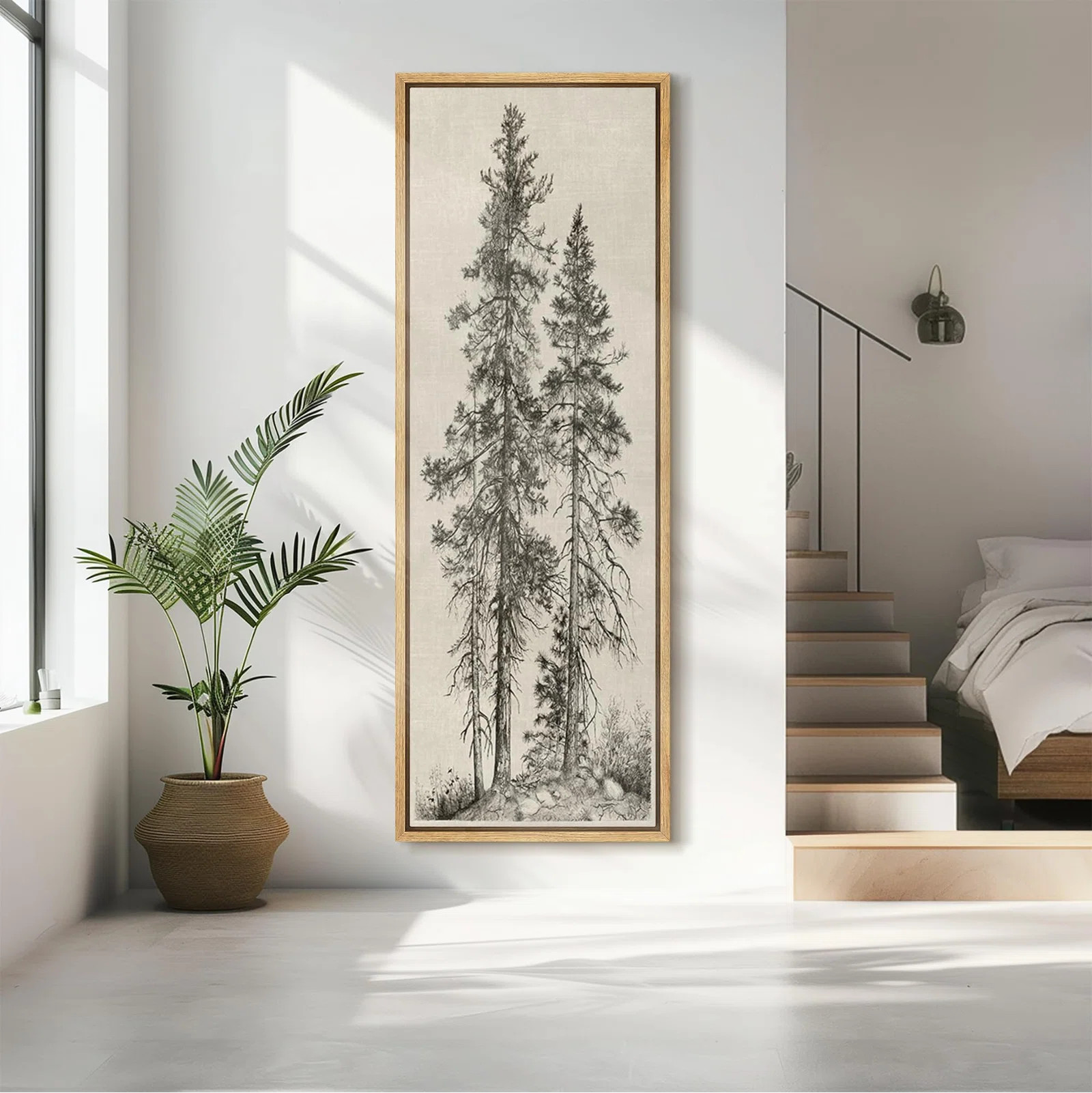 Vintage Pine Trees Drawing Classic Modern Art | Wayfair North America
