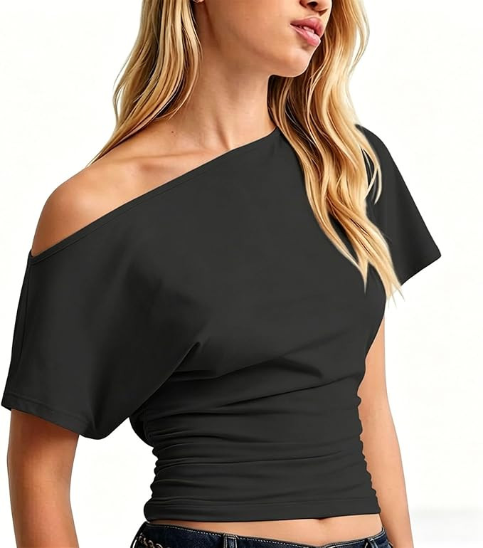 Zoziiee Womens Cinched Waist Wrap Tops Summer Short Sleeve Ruched Slim Basic Tee Shirts Casual Tr... | Amazon (US)