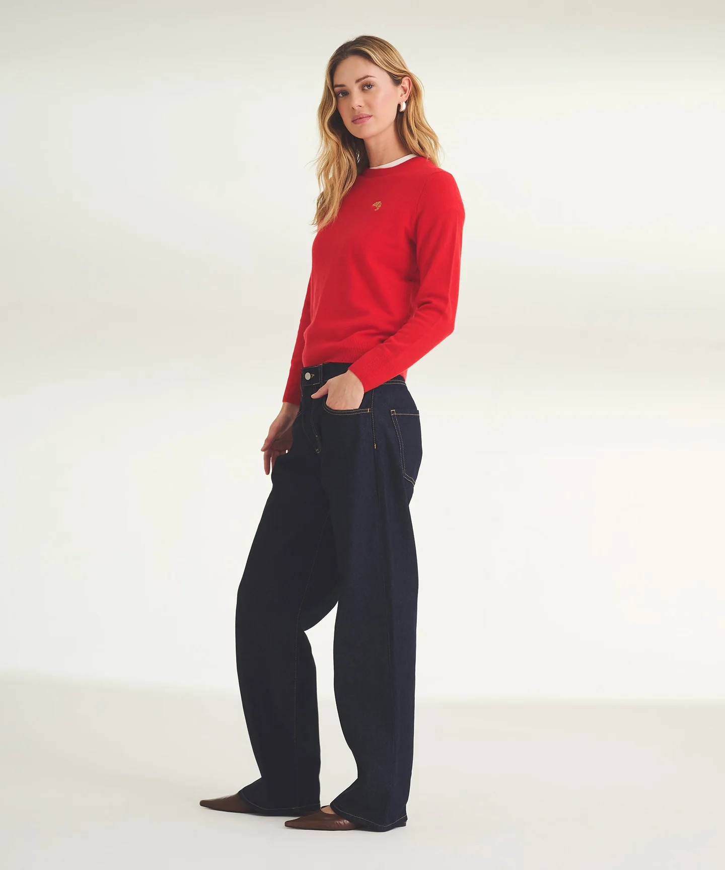 Women's Embroidered Croissant Cashmere Sweater | NAADAM