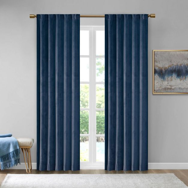 Set of 2 Bryce Poly Velvet Room Darkening Curtain Panels | Target