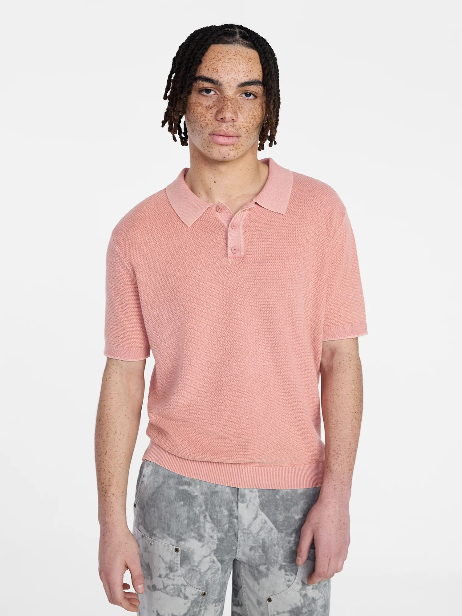 No Boundaries Mesh Polo Sweater with Short Sleeves, Men's XS-3XL | Walmart (US)