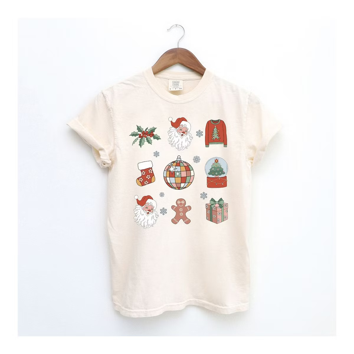 Simply Sage Market Women's Christmas Collage Short Sleeve Garment Dyed Tee | Target