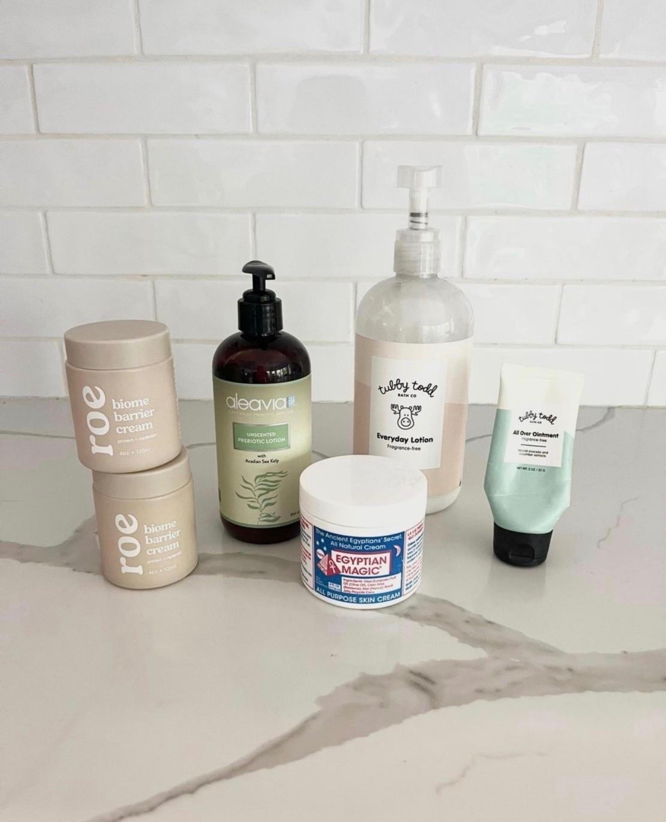 My favorite low tox / “clean” lotions. All are unscented. 

👉🏼Roe is a super thick cream, great for dry patches or eczema. 
👉🏼 Aleavia is it good unscented all over every day lotion
👉🏼 the larger Tubby Todd bottle is another good unscented  every day lotion 
👉🏼 the tubby Todd all over ointment is great for extra dry patches or eczema 
👉🏼 the Egyptian magic is more like a bomb, like to put this under my eyes at night as the last step of my skin care. Also great as a cuticle cream or handcream before bed.


Non toxic lotion 
Non toxic skincare 
Lotion

#LTKselfcare #LTKBeauty #LTKmomlife
