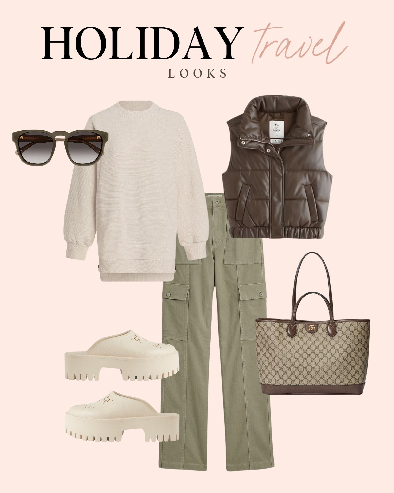 Holiday travel look. I love these cargo pants and cropped puffer vest. 

#LTKSeasonal #LTKstyletip #LTKtravel