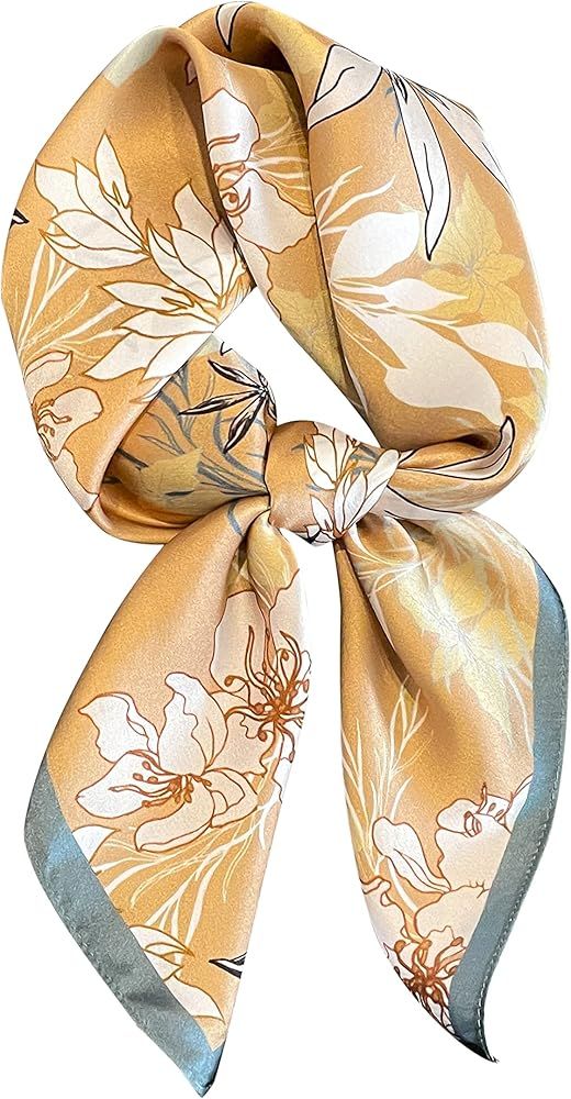 100% Pure Mulberry Silk Scarfs 27"x27" Square Scarf Women Neckerchief Headscarf hair scarf bandan... | Amazon (US)