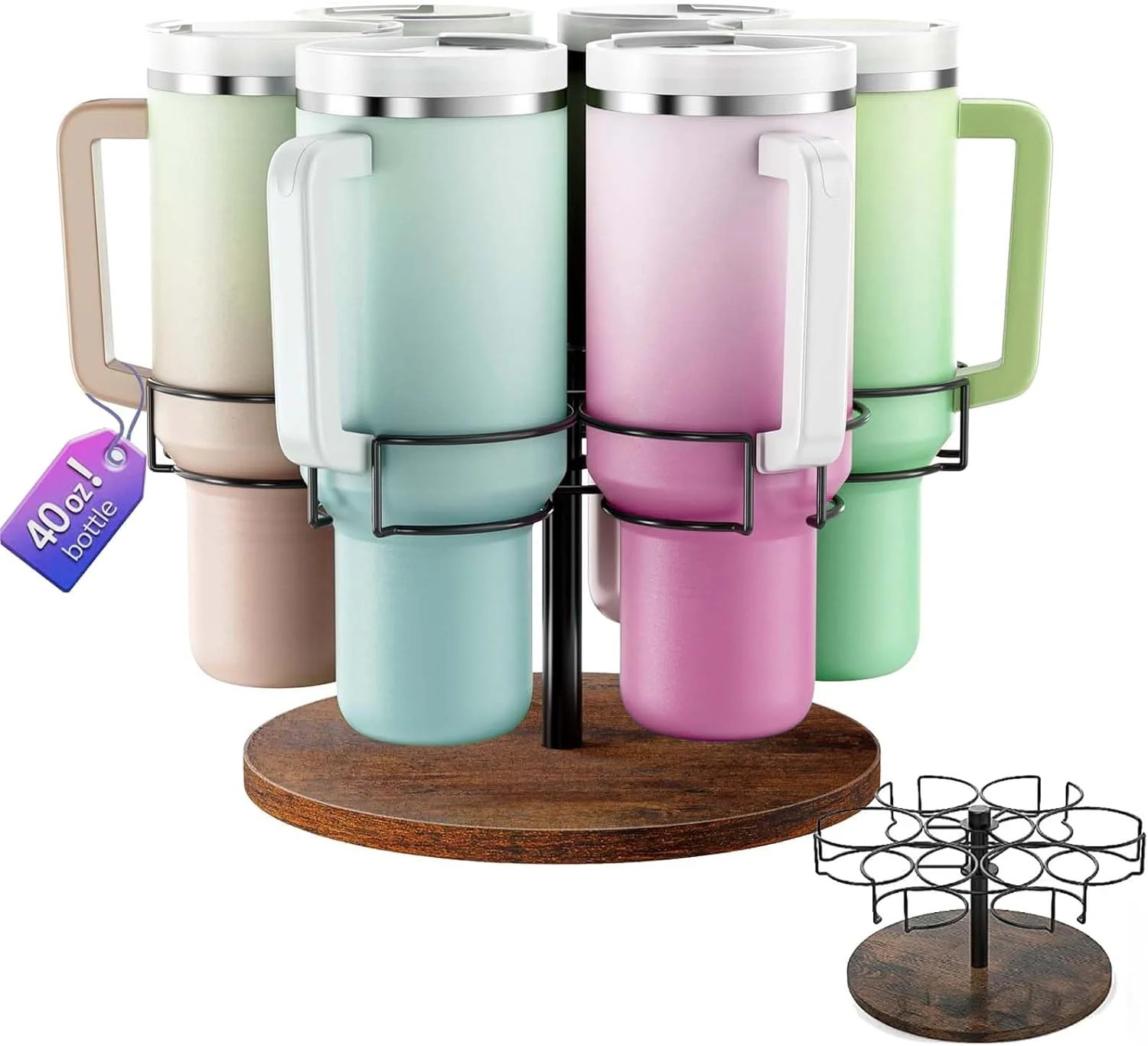 Water Bottle Organizer for Stanley 40 Oz with Handle, 360° Rotatable for Stanley Cup Organizer, ... | Walmart (US)