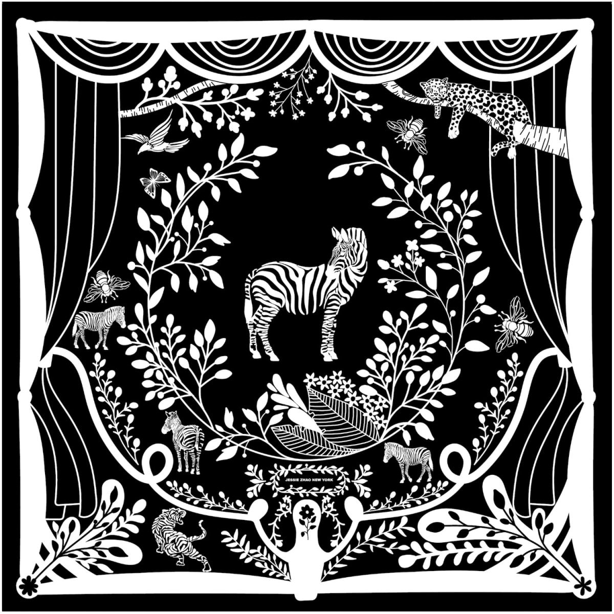 Silk Scarf Of The Performance In Black & White | Wolf & Badger (US)