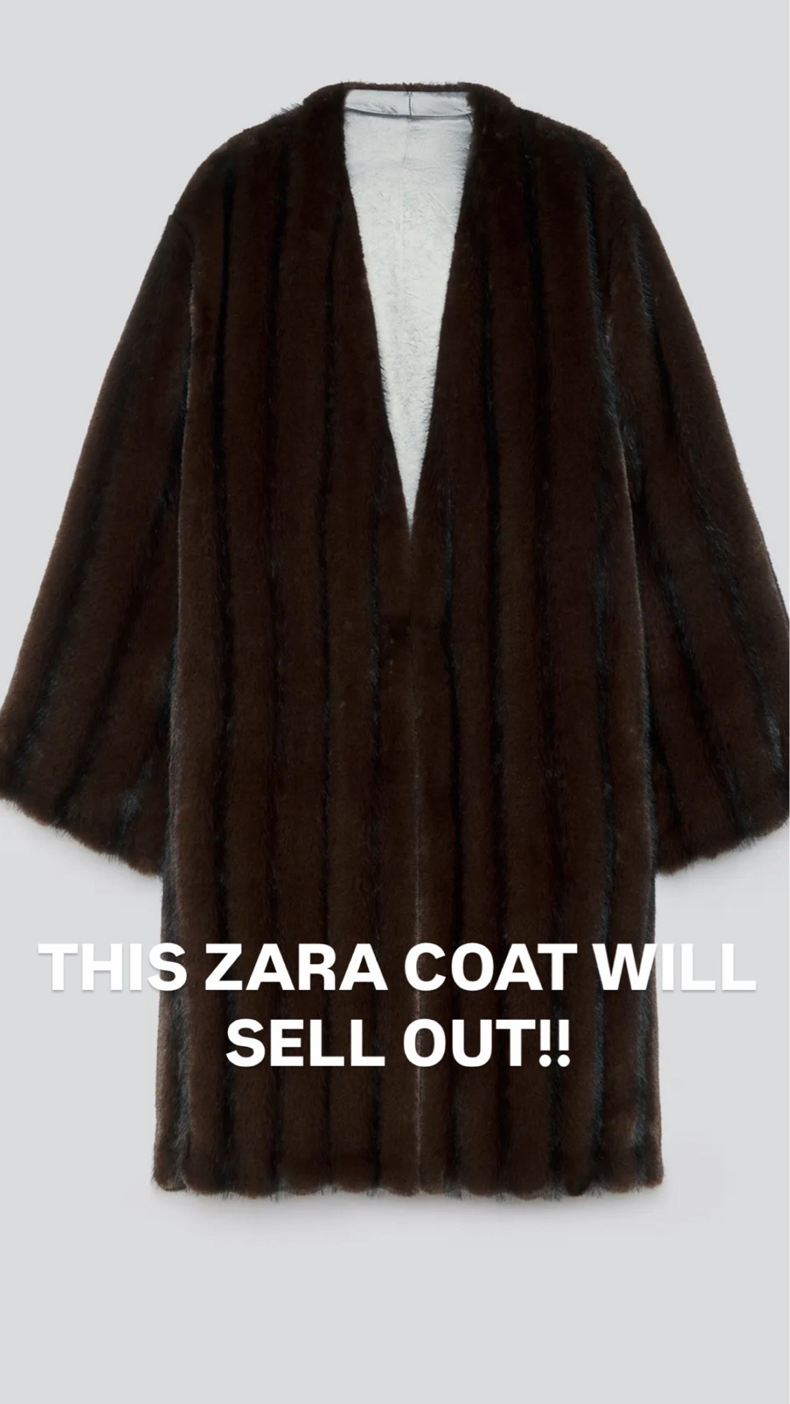 I’m certain that this Zara coat will sell out quickly! I always buy my furs two sizes up. So I’m a small, I would order this in a large. It gives that vintage hand me down super expensive look ￼￼