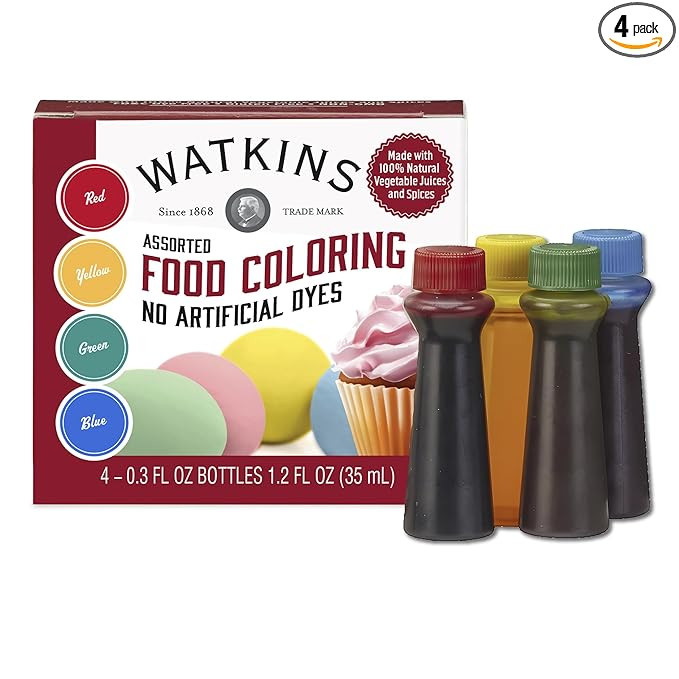 Watkins Assorted Food Coloring, 1 Each Red, Yellow, Green, Blue, Total Four .3 oz bottles | Amazon (US)