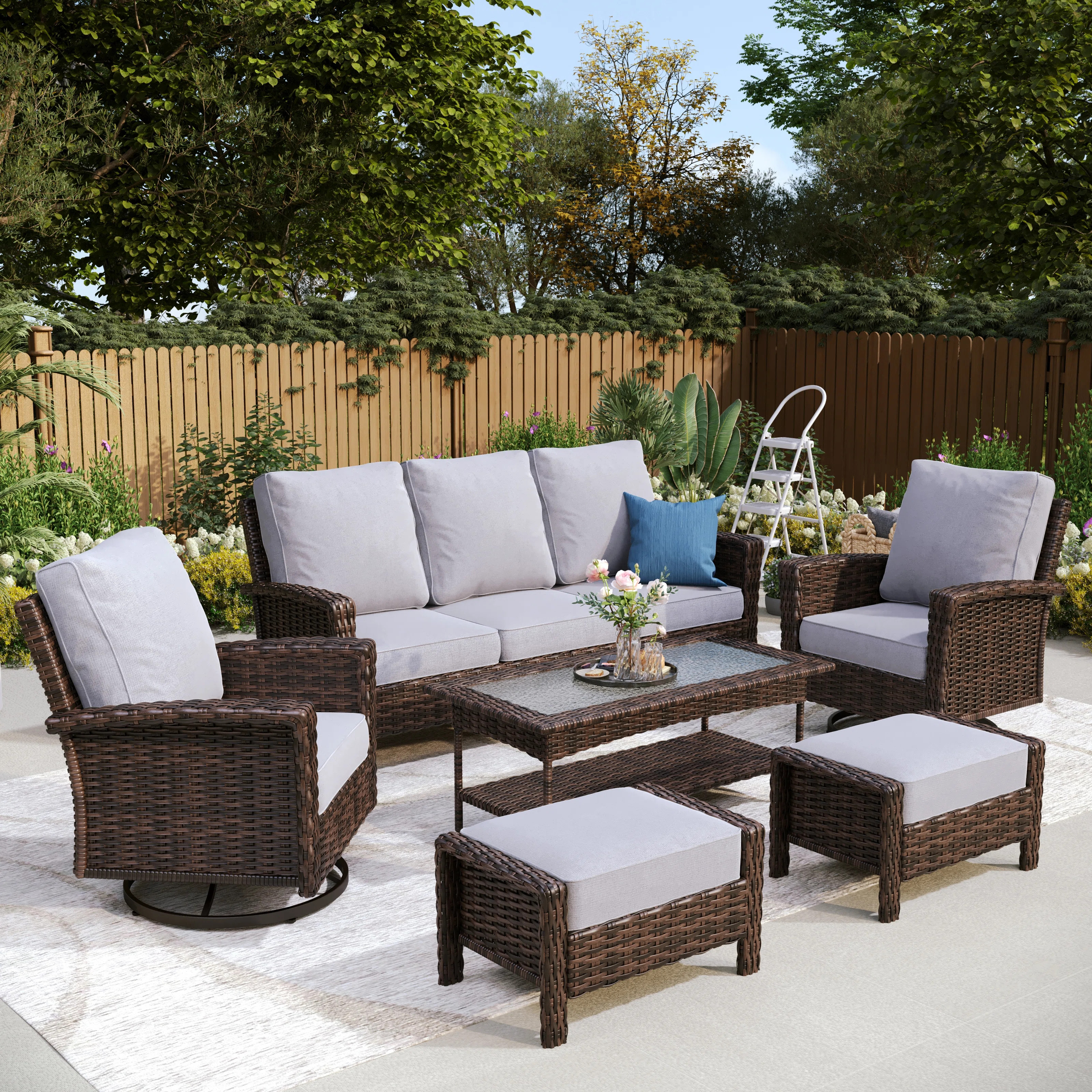 Wildon Home\u00ae Nadilee Rattan Sofa Seating Group with Cushions & Reviews | Wayfair | Wayfair North America