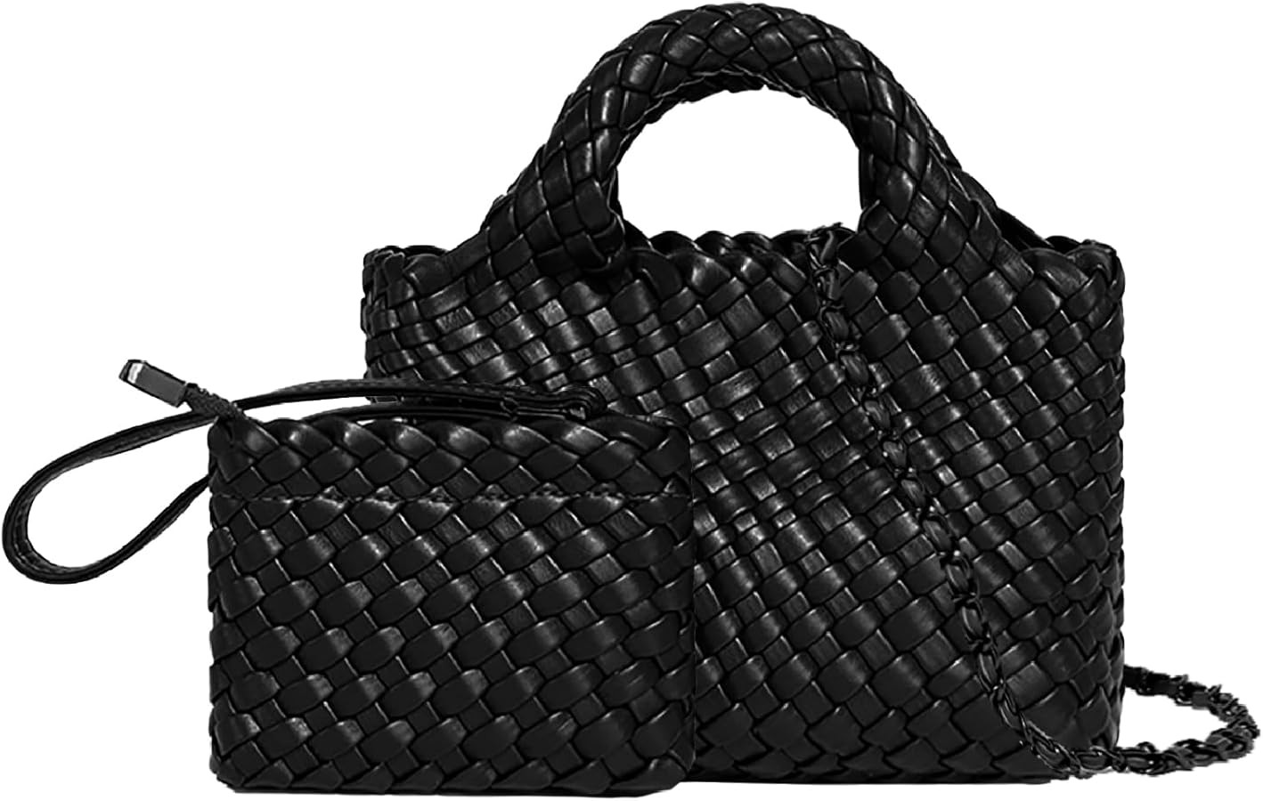 Woven Tote Bag for Women with Coin Purse, Foldable Chain Small Crossbody Handbags, Fashion Should... | Amazon (US)