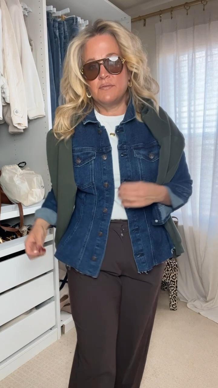  ✨Tap the bell and ❤️ for over 40 fashion, midlife style, midsize fashion and luxury looks for less. 

Four pieces  am loving this fall

Chocolate trousers, travel pants, denim jacket, white t shirt and chocolate trainers sneakers

⬇️Sizing information:
Pants medium (size down if in between sizes.)
Denim jacket (size up if in between sizes.)
T shirt medium tts

👑"Helping you look good, feel good!" - Lindsey Denver

Early fall fashion, fall outfit inspo, fall outfits 2025, fall OOTD, midlife fall style, belly friendly outfits, fall style for women over 40, midsize fall fashion, fall wardrobe refresh, September style, fall transition outfits, Amazon fall finds, affordable fall fashion, fall capsule wardrobe, fall style tips, under 100 style, fall style inspo, fall trends 2025, effortless fall style, cozy chic fall, OOTD fall edition, Amazon fashion finds, outfit ideas for fall, style for midlife, chic and comfy, fall fashion on a budget, everyday fall outfits, layered fall looks, fall closet goals, wardrobe upgrade


#LTKMidsize #LTKOver40 #LTKFindsUnder50