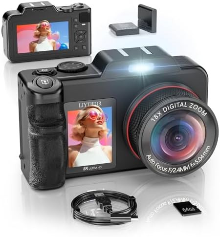 5K Digital Camera for Photography, 80MP 3.5"+2" Dual Screen for Self-Framing 18X Zoom Autofocus V... | Amazon (US)