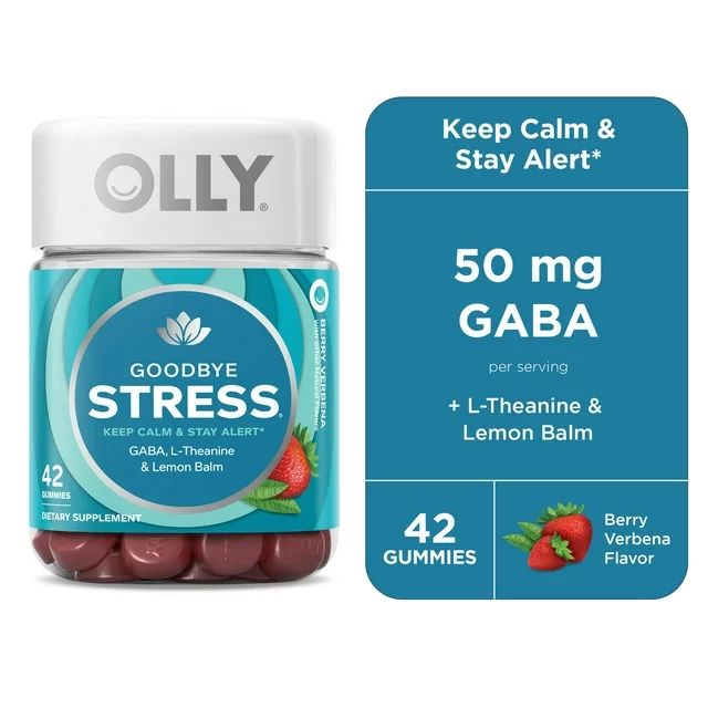 OLLY Goodbye Stress Gummy, GABA, L-Theanine, Lemon Balm, Chamomile, Berry, 42 Ct | Walmart (US)