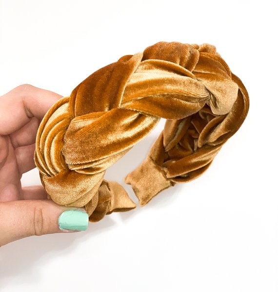 Braided Velvet Headband *Larger Version*  - Chunky / Burgundy / Big / Emerald / Rust / Blush - Ka... | Etsy (US)