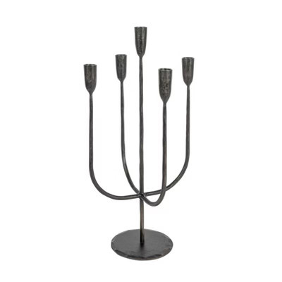 Storied Home Round Hand-Forged 5 Taper Metal Candelabra, Black | Target