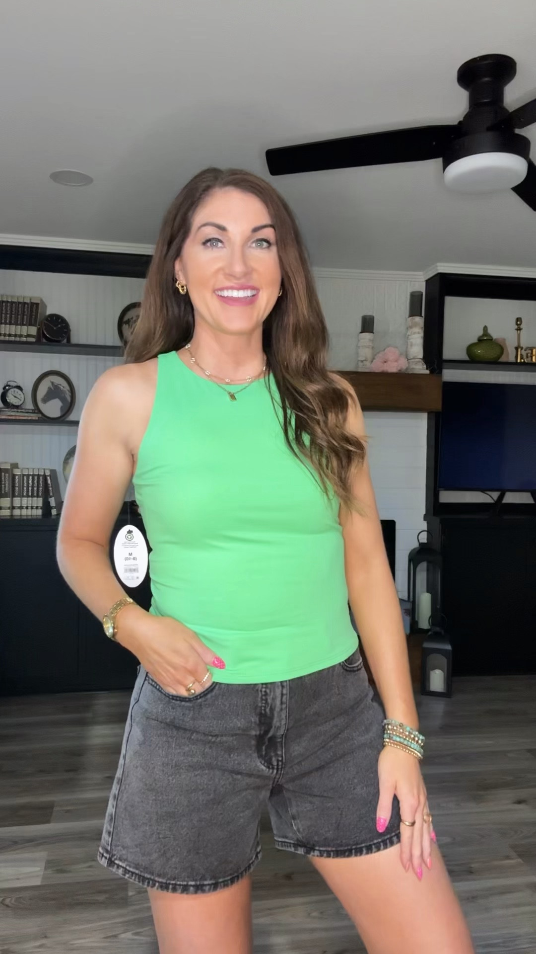 Tank and shorts from Walmart 🥝🍭this tank is soft and stretchy! The shorts and tank come in several other colors. 