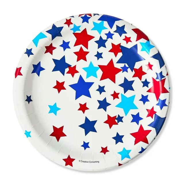 Patriotic Red, White, and Blue Stars Paper Lunch Plates, 8 Count, by Way To Celebrate | Walmart (US)
