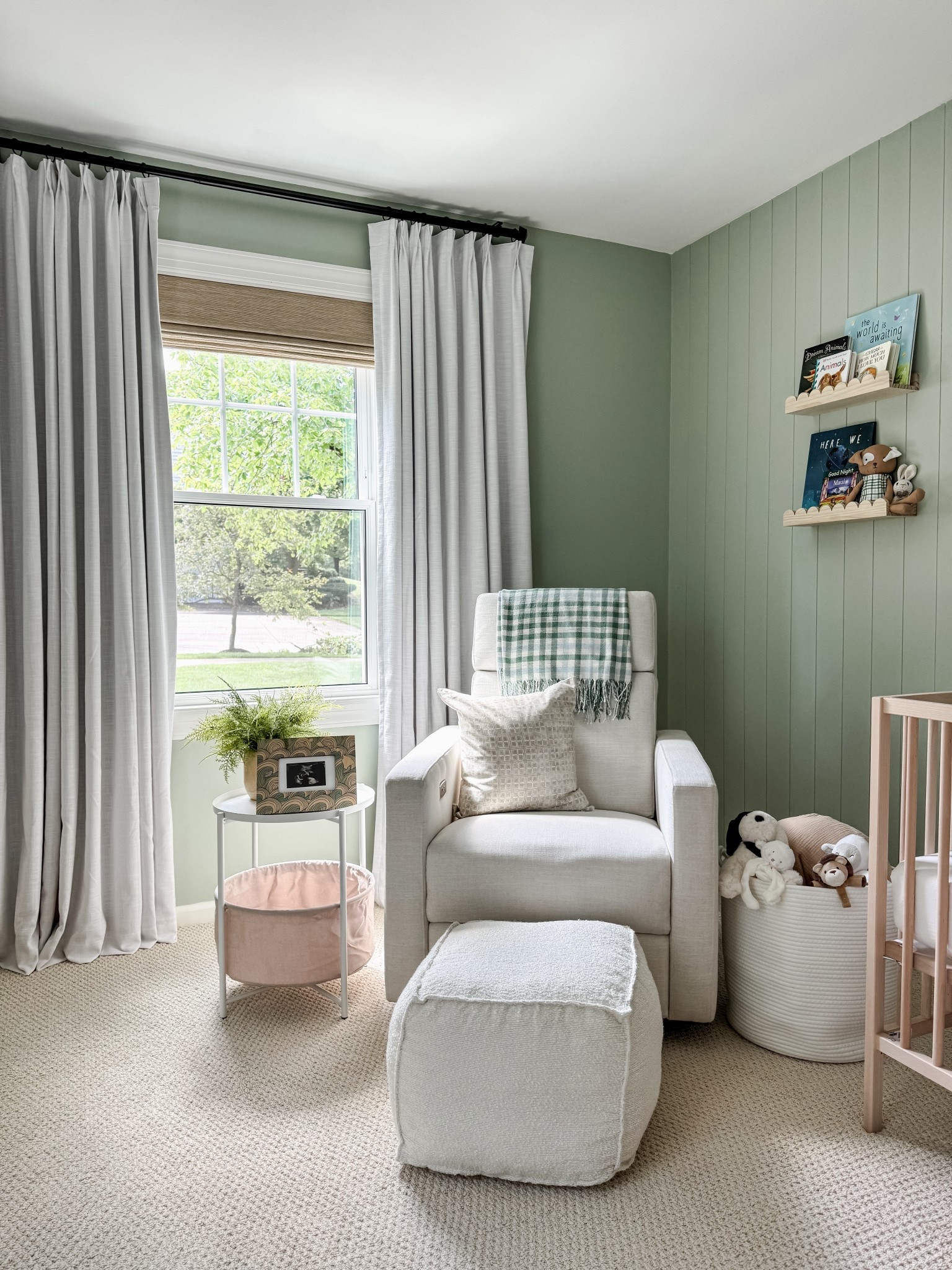 Upgrading to cordless blinds in the nursery was a top priority for me. I partnered with @twopagescurtains to make this space a little safer for when the baby arrives #twopageshome

Nursery glider. Nursery chair. Pouf. Ottoman. Accent table. Side table. Drapes. Curtains. Blackout blinds. Blackout curtains. Scalloped shelves. Nursery decor. Throw blanket. 

#LTKHome #LTKBaby #LTKBump