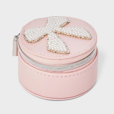 Round Travel Jewelry Organizer with Pearl Bow - A New Day™ Pink | Target