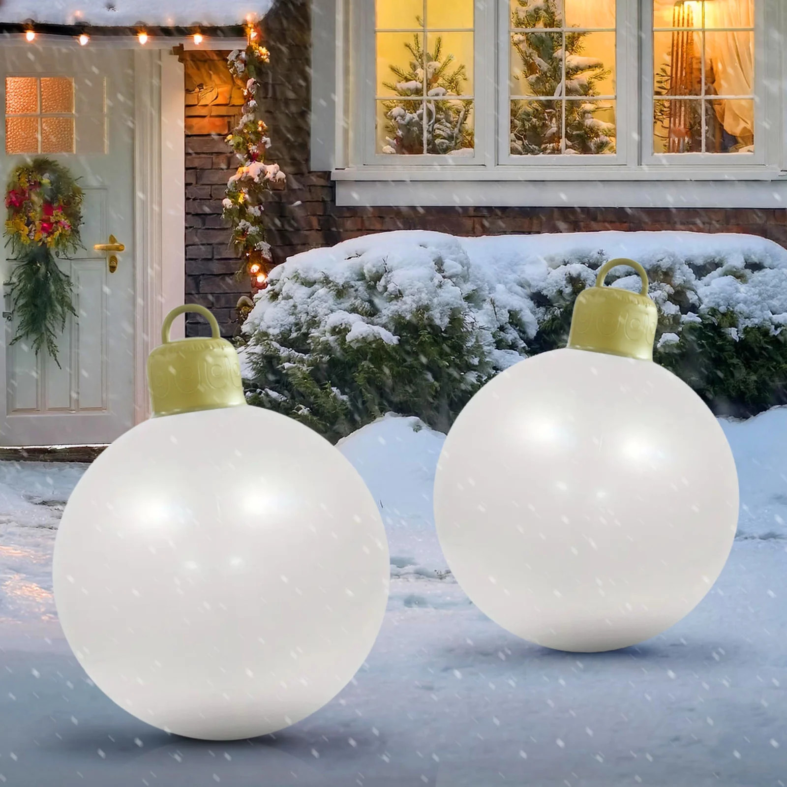 Lunxisen 2 pcs Inflatable Christmas Decorated Ball Ornaments Outdoor Large Xmas Blow Ball Decorat... | Walmart (US)