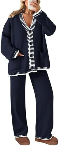 PRETTYGARDEN Lounge Sets for Women Fall 2026 Loungewear 2 Piece Outfits Cardigan Sweaters Track S... | Amazon (US)