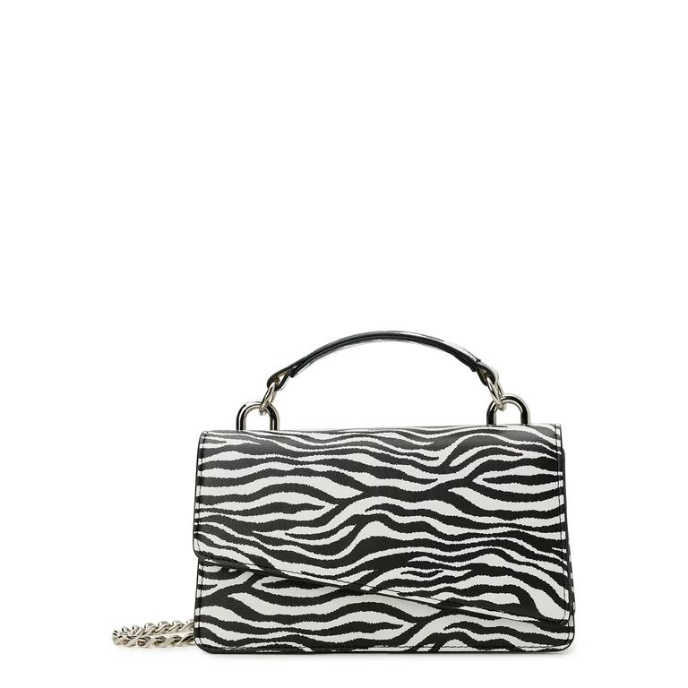 No Boundaries Women's Contemporary Top Handle Handbag, Black and White Zebra - Walmart.com | Walmart (US)