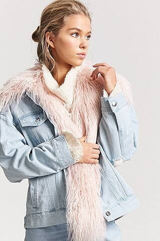 Faux Fur-Trim Denim Jacket | Forever 21 (US)