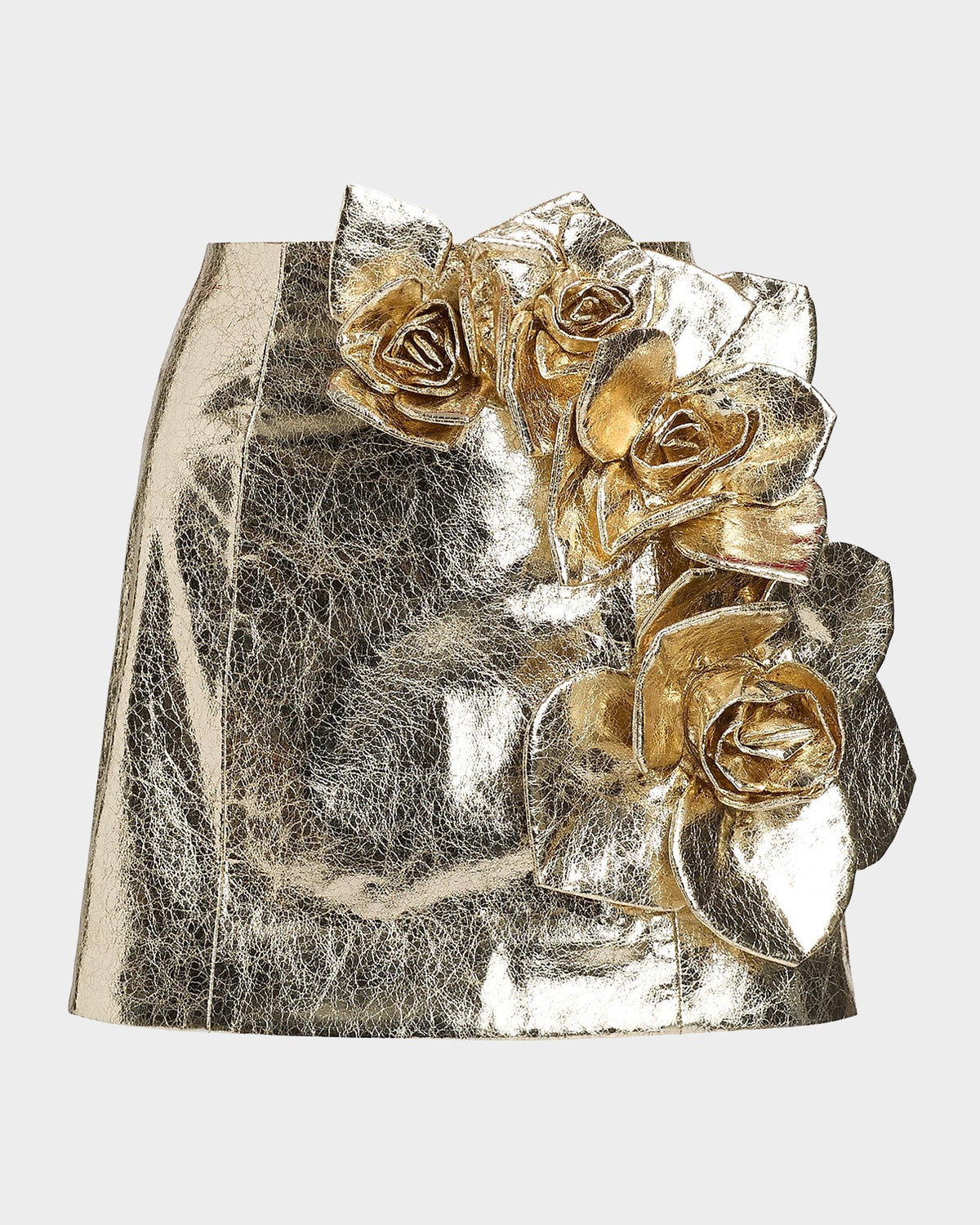 Aksel Metallic Faux Leather Mini Skirt | Neiman Marcus