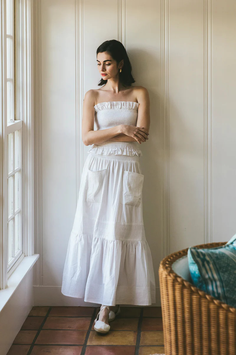 Arles Skirt | White Poplin | SUE SARTOR