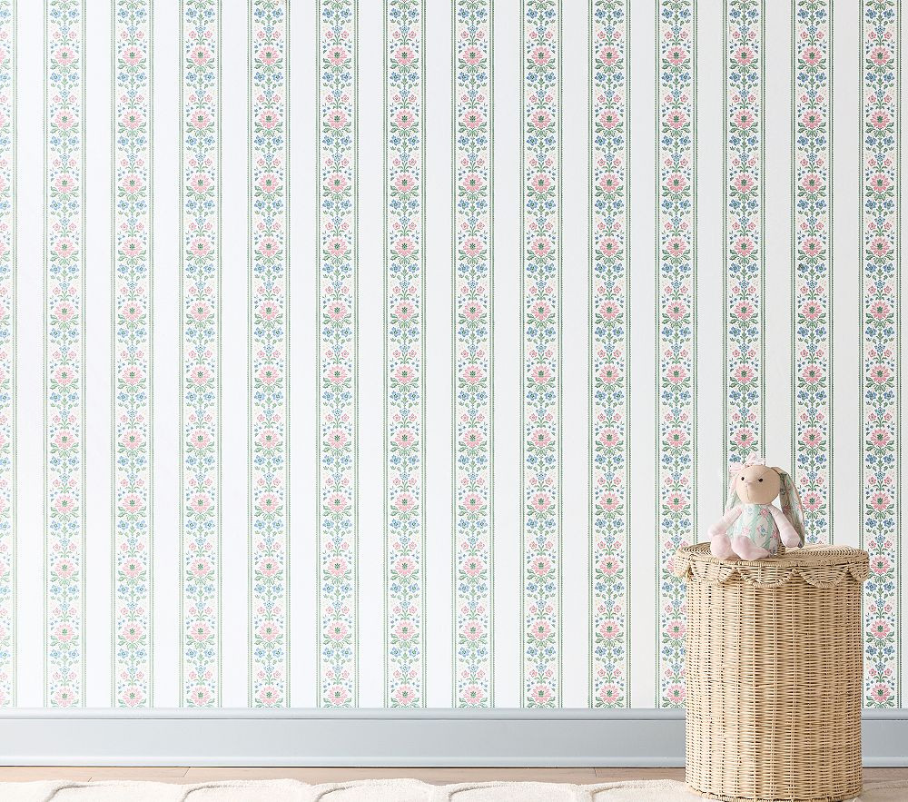 Hill House Home Folk Floral Wallpaper | Pottery Barn Kids