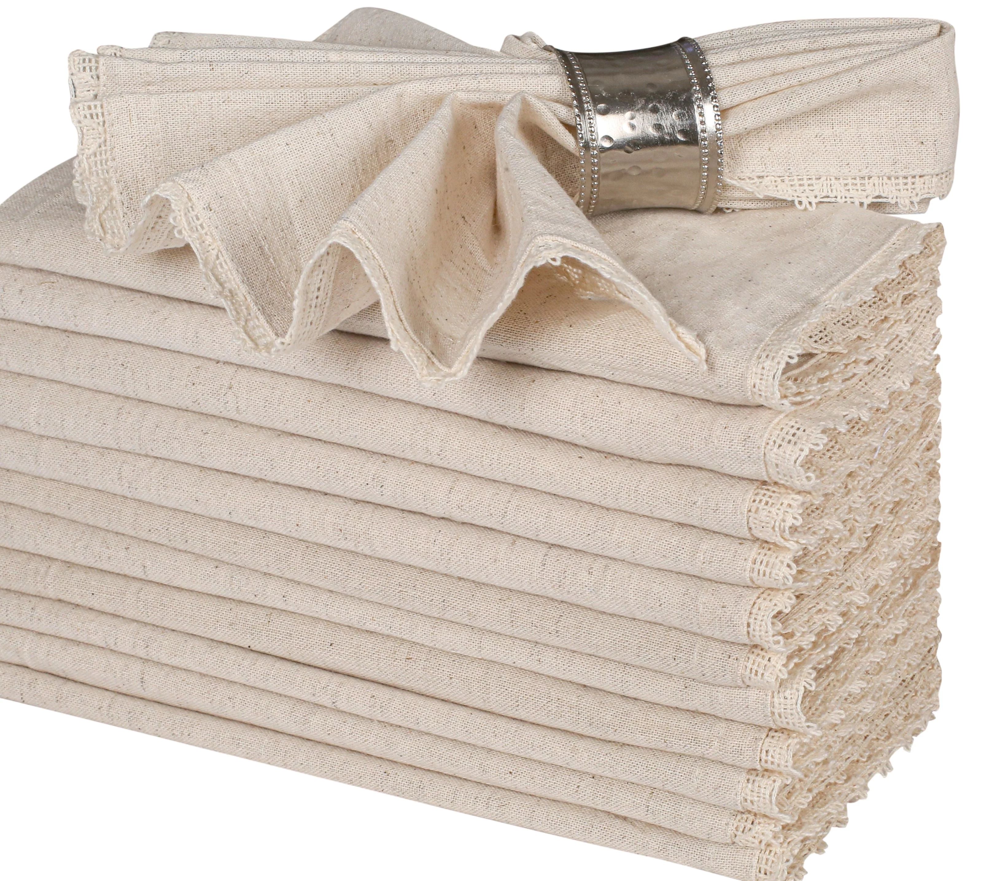 Flax Linen Cotton Cloth Dinner Napkin 18x18 with Lace 18x18" Linen,Wedding Napkins, Set of 12 | Walmart (US)