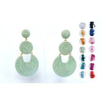 Silk Wrapped Double Circle Earrings - La Tropezienne Clip On Geometric Oversized Drop Clip-On | Etsy (US)