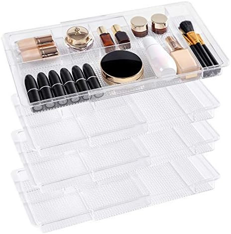 Oubonun Expandable Drawer Organizer 11.1” to 19.2” Width, Shallow Cosmetic Organizer 1.3” H... | Amazon (US)