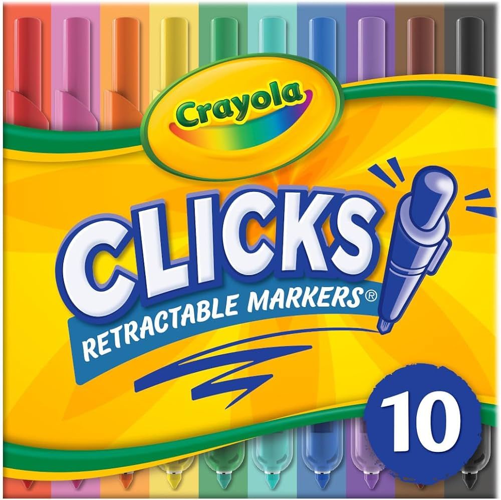 Crayola Clicks Retractable Tip Markers (10ct), Washable Art Marker Set, Coloring Markers for Kids, Easter Basket Stuffer, 3+ | Amazon (US)