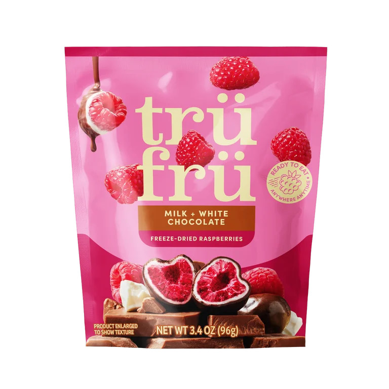 Tru Fru Freeze Dried Raspberries in Milk & White Chocolate 3.4 oz Resealable Pouch | Walmart (US)